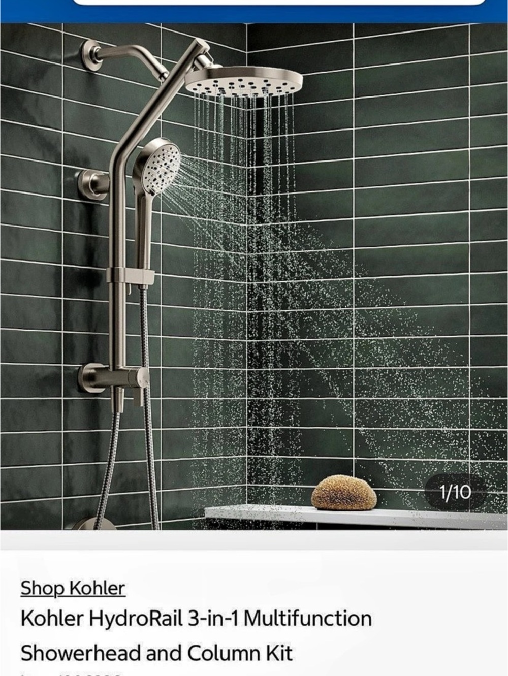 Kohler HydroRail 3-in-1 Multifunction Showerhead and Column Kit Showerhead and